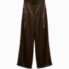 Pantalón Cinturón Satinado Chocolate