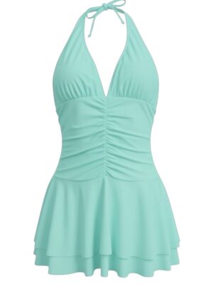 Vestido Volantes Corto Turquesa