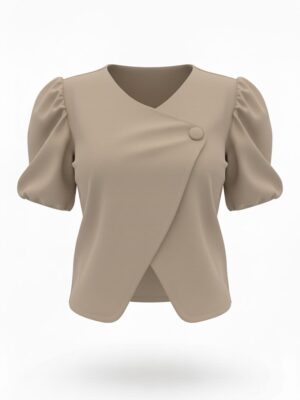 Blazer Manga Abullonada Taupe