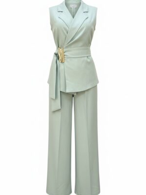 Alternative view of Traje Chaleco Detall Dorado verde menta pastel