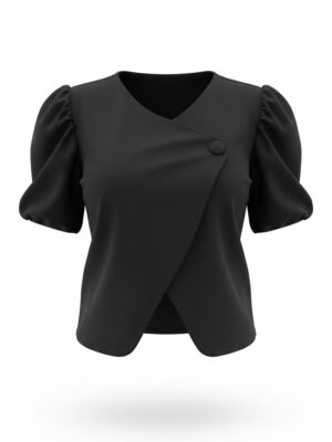 Blazer Manga Abullonada Negro