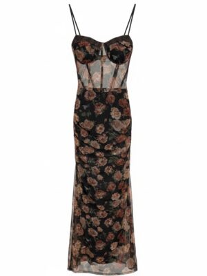 Vestido Floral Gasa Chocolate