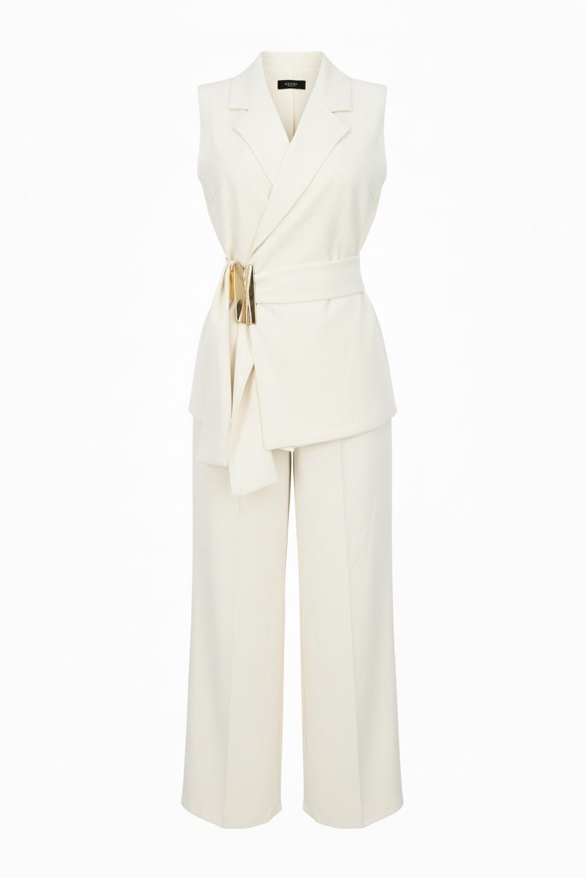 Traje chaleco Detall Dorado blanco roto - Imagen 2