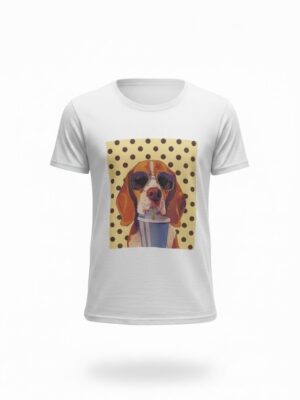 Camiseta Perro Lunares Amarillo y Chocolate