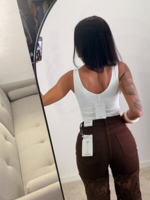 Alternative view of Jeans Encaje Floral Chocolate