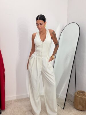 Mono Halter Botones Blanco Roto