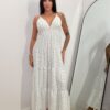 Vestido Largo Lunares Blanco