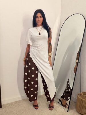 Pantalón Ballons Lunares Chocolate y Blanco