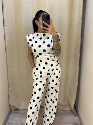 Conjunto Asimétrico Lunares Blanco y Negro