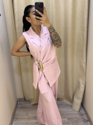 Traje Chaleco Detall Dorado Rosa