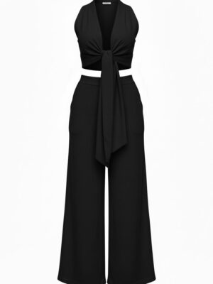 Conjunto Chaleco Nudo Negro