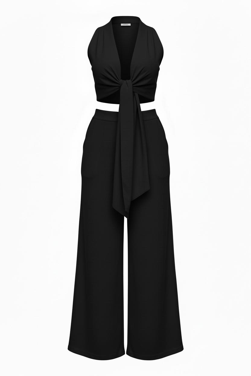 Conjunto Chaleco Nudo Negro