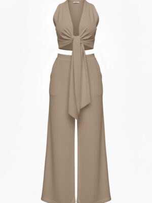 Conjunto Chaleco Nudo Taupe