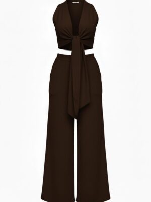 Conjunto Chaleco Nudo Chocolate