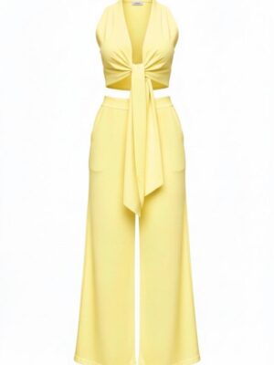 Conjunto Chaleco Nudo Amarillo