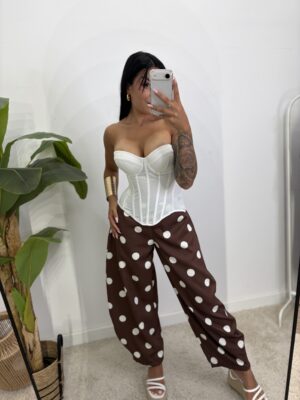 Pantalón Ballons Lunares Chocolate y Blanco