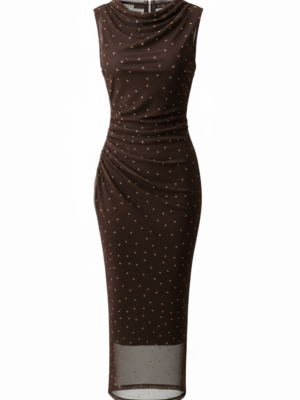 Vestido Gasa Lunares Chocolate y Blanco