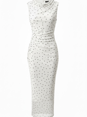 Vestido Gasa Lunares Blanco y Negro