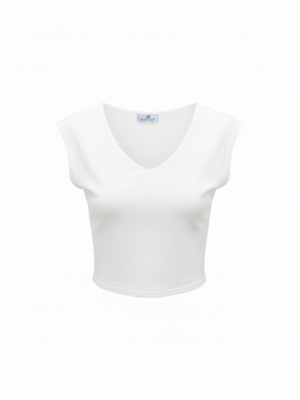 Camiseta Crop Relleno Blanco
