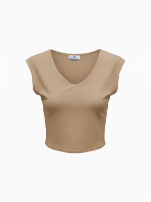 Camiseta Crop Relleno Beige