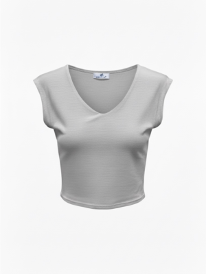 Camiseta Crop Relleno Gris