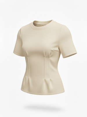 Camiseta Pliegues Beige