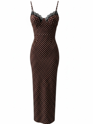 Vestido Lencero Lunares Chocolate y Blanco
