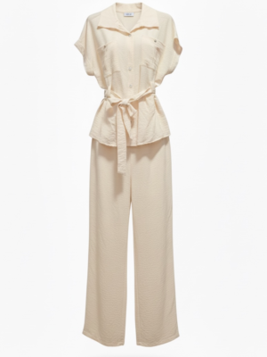 Conjunto Lino Cinturón Beige