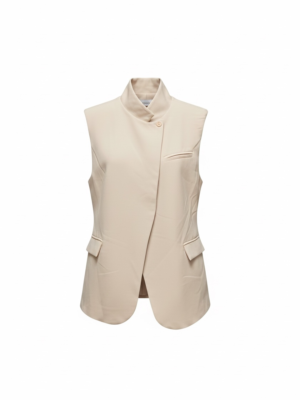 Chaleco Botón Cuello Beige
