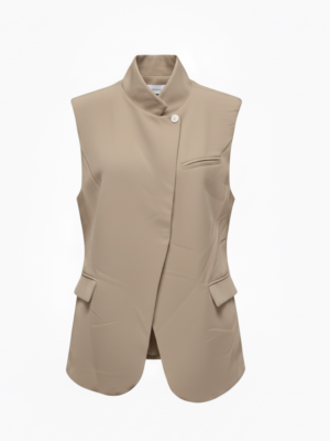 Chaleco Botón Cuello Taupe