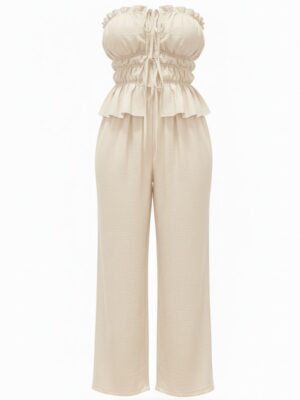 Conjunto Palabra de Honor Fruncido Beige