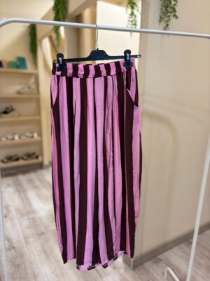 Pantalón Bambula Rayas Burdeos y Rosa
