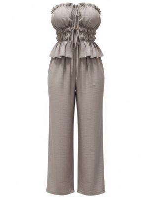 Conjunto Palabra de Honor Fruncido Taupe