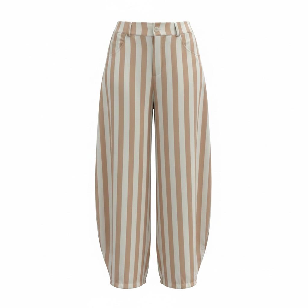 Pantalón Ballons Rayas Beige y Blanco - Imagen 2