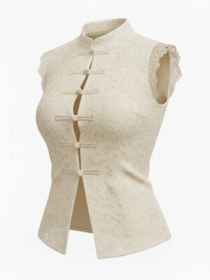Camiseta Japonesa Encaje Beige