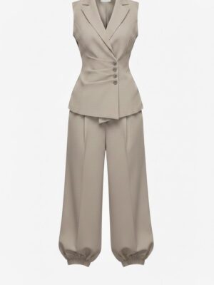 Alternative view of Conjunto Fruncido Taupe Grisáceo