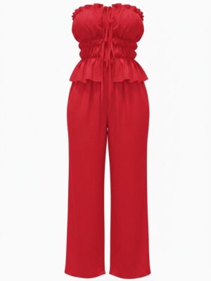 Conjunto Palabra de Honor Fruncido Rojo
