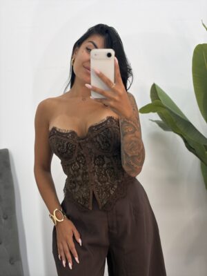 Alternative view of Top Corset Encaje Chocolate