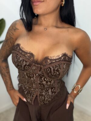 Top Corset Encaje Chocolate