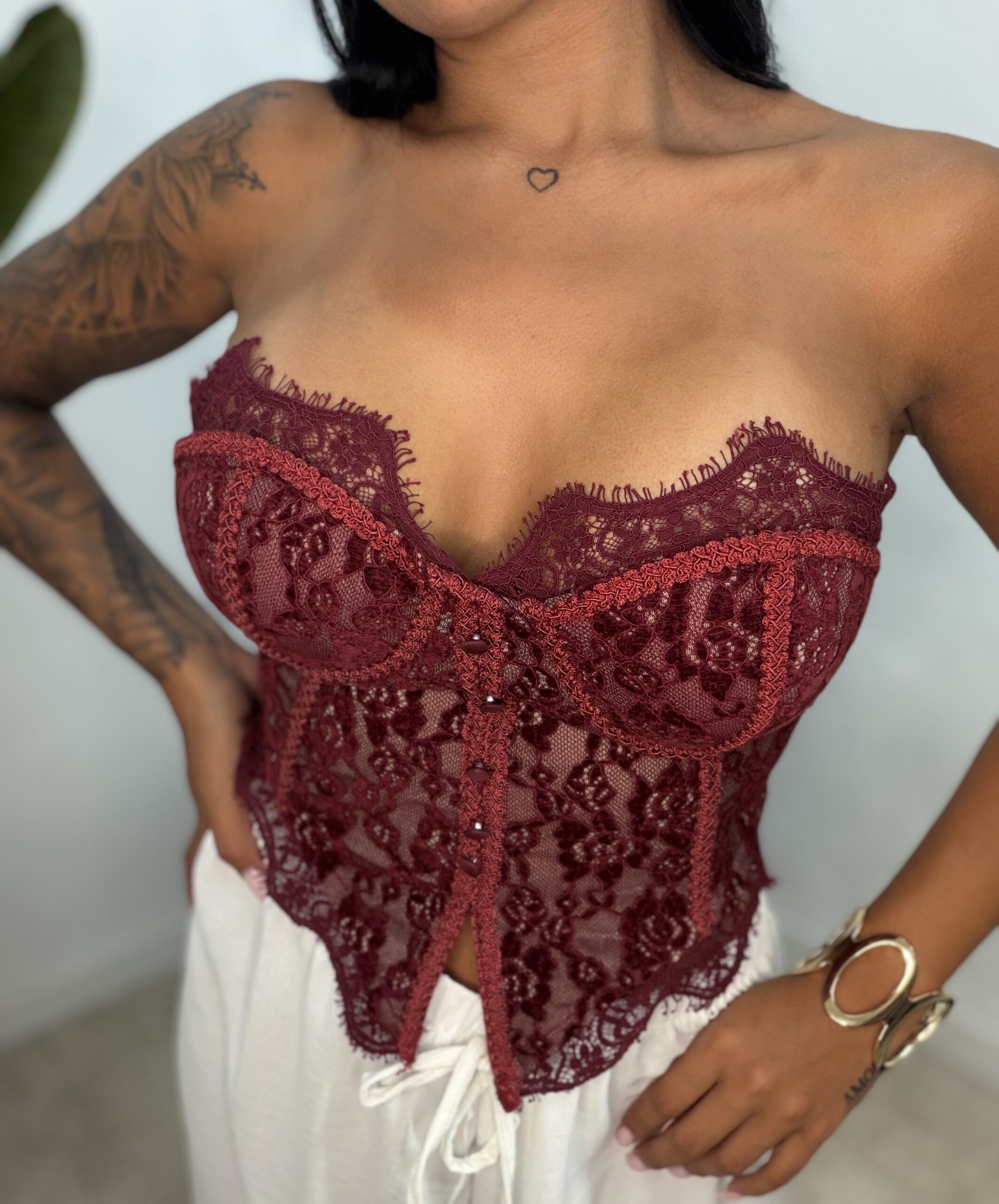 Top Corset Encaje Burdeos
