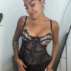 Top Corset Metal Encaje Negro