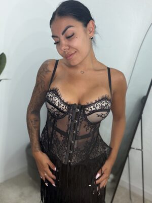 Top Corset Metal Encaje Negro