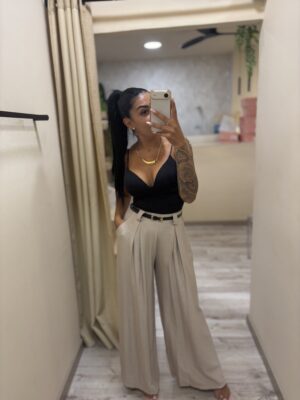 Pantalón Lino Sintético Taupe