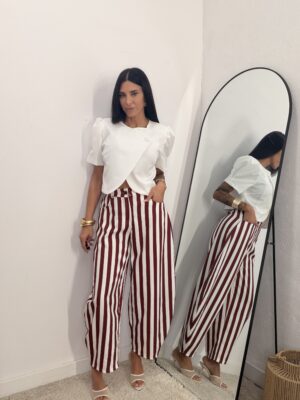 Pantalón Ballons Rayas Burdeos y blanco