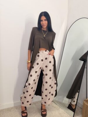 Pantalón Ballons Lunares Beige y Chocolate