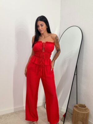 Conjunto Palabra de Honor Fruncido Rojo