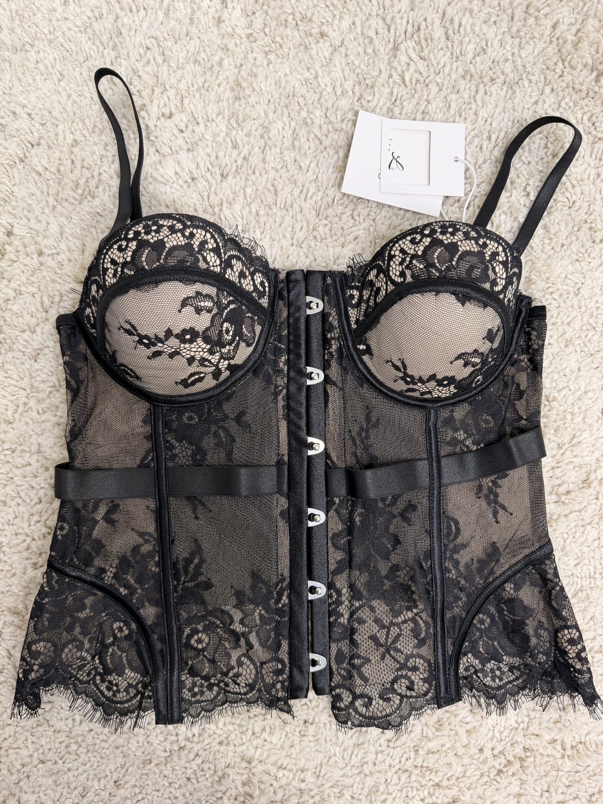 Top Corset Metal Encaje Negro - Imagen 2