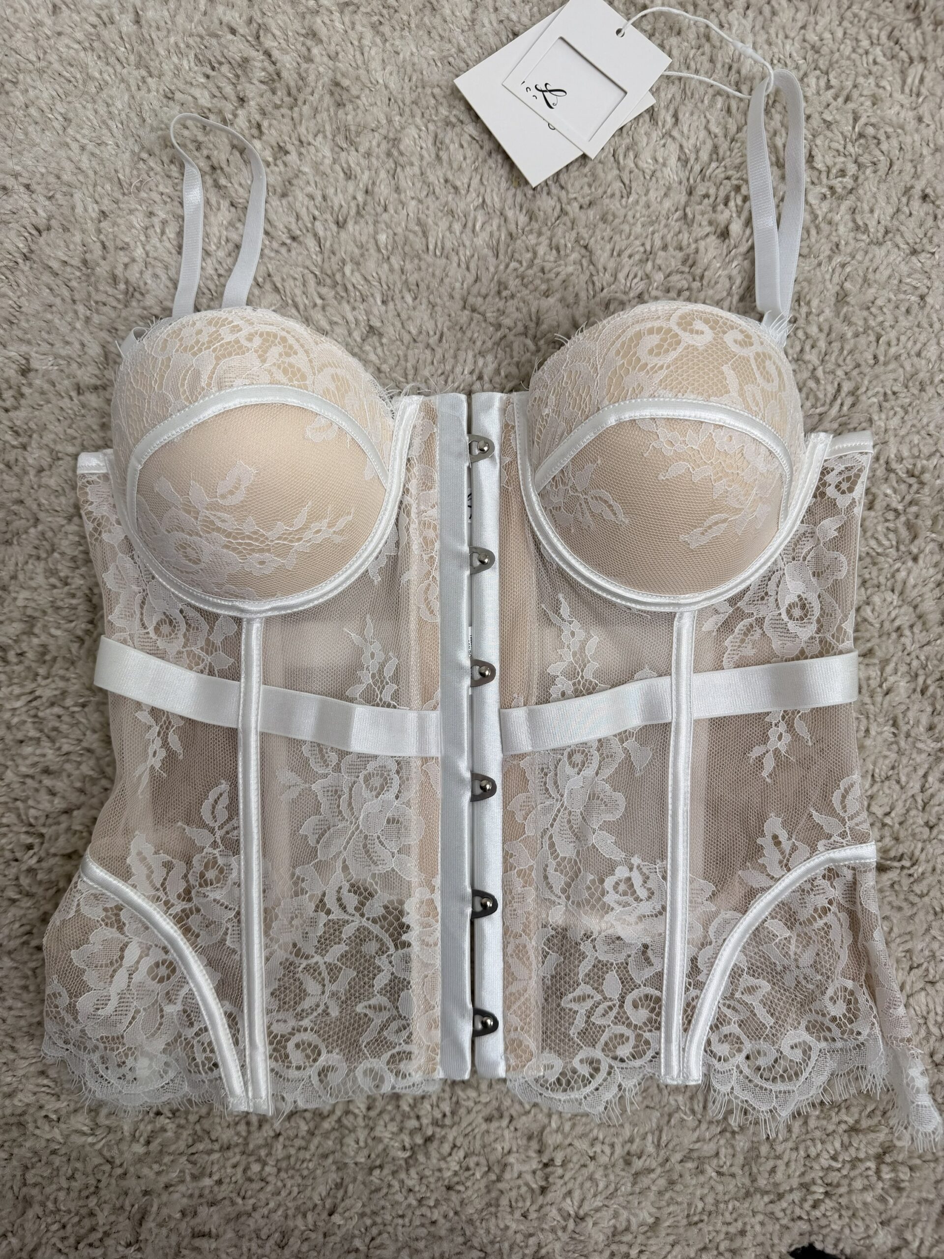 Top Corset Metal Encaje Blanco