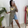 Camiseta Asimétrica Nudo Taupe