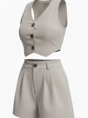 Conjunto Corto Chaleco Gris